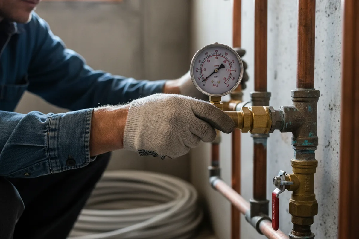 Pressure testing a repaired line during Water Line Repair in Ogunquit